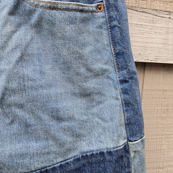 Levi's Anthro Anthropologie Patchwork Patch Blue Denim Jean Mini Skirt 29 - Picture 4 of 12
